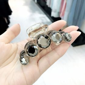 Crystal Pearl Hair Claws Women Flower Rhinestones Hairpins Elegance Handmade Hair Clips Hair Accessories (Color: Gray)